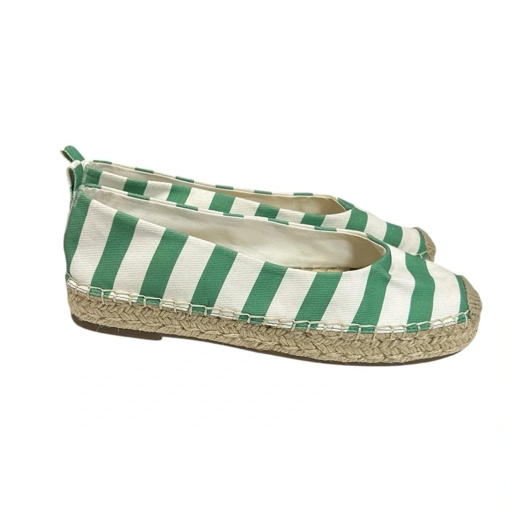 Draper James Georgia Green White Stripes Slip On Espadrilles Size 10